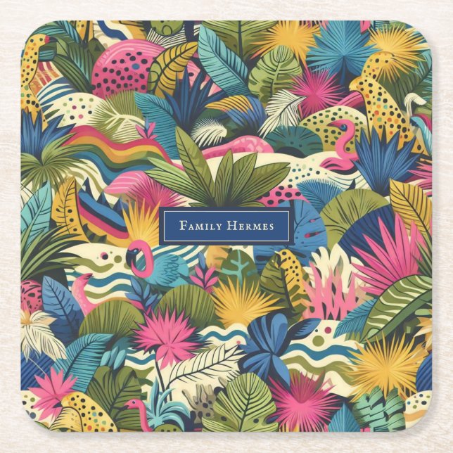 Modern jungle Morris art Square Paper Coaster (Front)