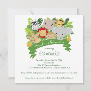 Modern Jungle Safari Animals Baby Shower Invitation