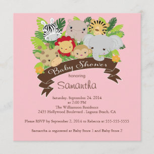 Modern Jungle Safari Animals Baby Shower Invitation