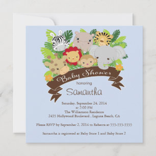 Modern Jungle Safari Animals Baby Shower Invitation