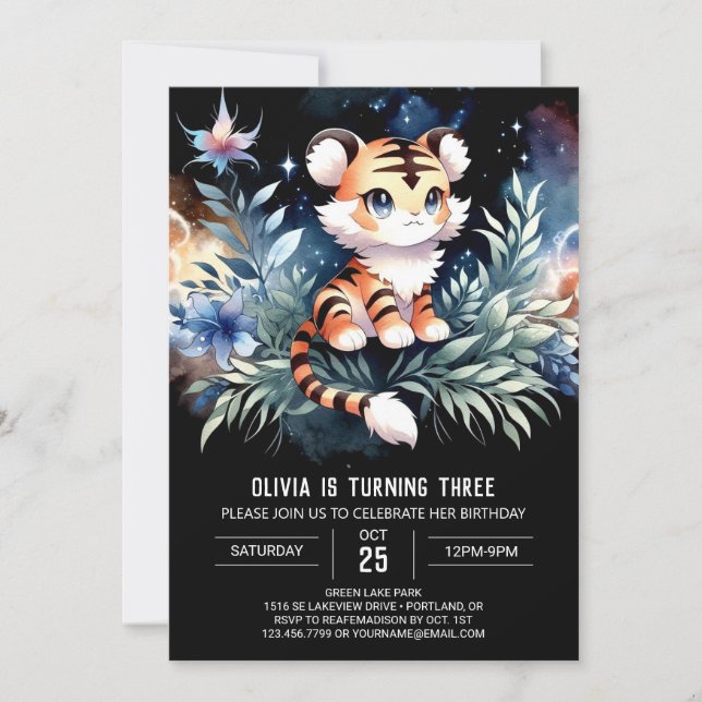 Modern Jungle Tiger Birthday Invitation (Front)