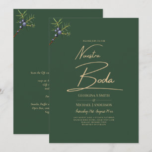 Modern JUNIPER Green GOLD Wedding Invite