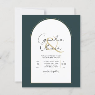 Modern JUNIPER Green Gold Wedding INVITE QR Code