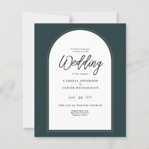 Modern JUNIPER Green Gold Wedding INVITE QR Code