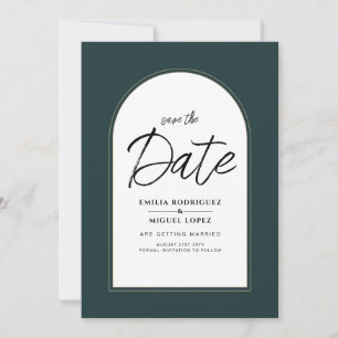 Modern JUNIPER Green Gold Wedding INVITE QR Code