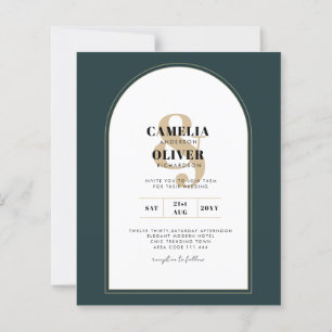 Modern JUNIPER Green Gold Wedding INVITE QR Code