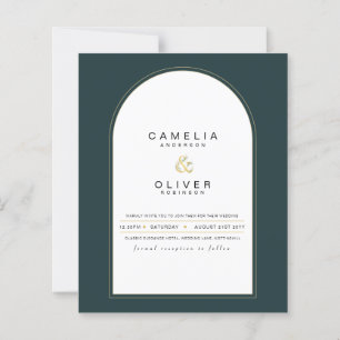 Modern JUNIPER Green Gold Wedding INVITE QR Code
