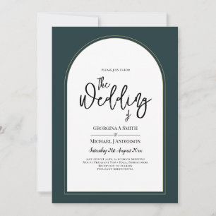 Modern JUNIPER Green Gold Wedding INVITE QR Code