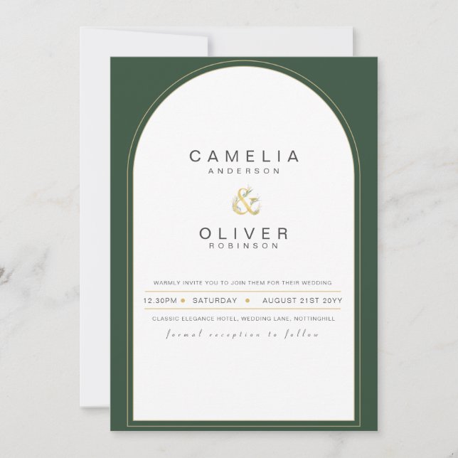 Modern Juniper Green Wedding Invitation (Front)