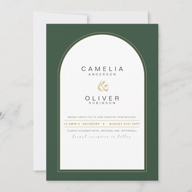 Modern Juniper Green Wedding Invitation (Front)