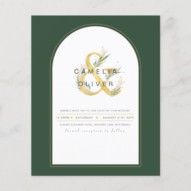 Modern Juniper Green Wedding Invitation Flyer (Front)