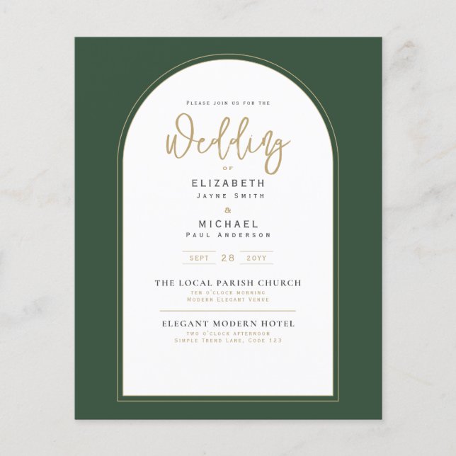 Modern Juniper Green Wedding Invitation Flyer (Front)