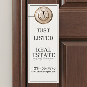Modern Just Listed Neutral Real Estate Agent Door Hanger