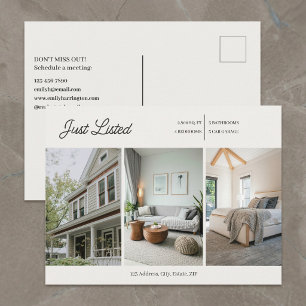 Modern Just Listed Neutral Real Estate Agent Postcard