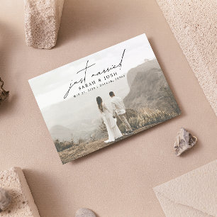 Modern Just Married 3 Photo QR Code Wedding Announcement