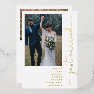 Modern Just Married Reception Only 2 Photo Gold Fo