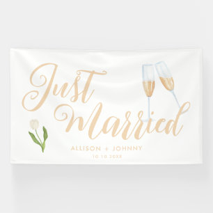 Modern Just Married Wedding Reception car Banner