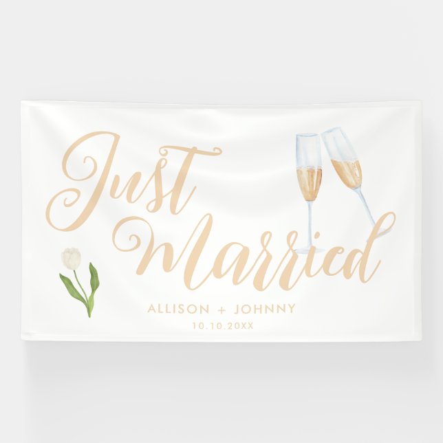 Modern Just Married Wedding Reception car Banner (Horizontal)