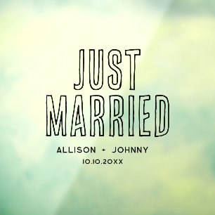 Modern Just Married Wedding Reception Car Decal