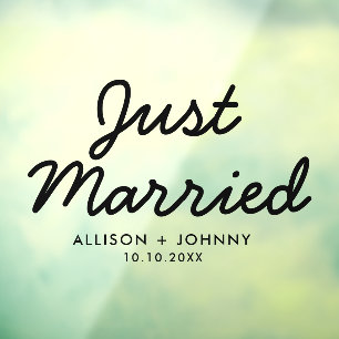 Modern Just Married Wedding Reception Car Decal
