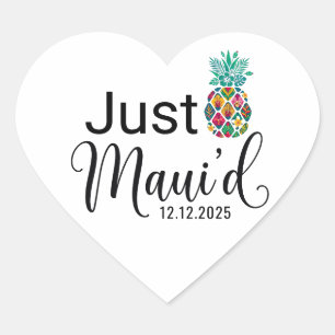 Modern Just Maui'd   Hawaii Honeymoon Couple  Heart Sticker