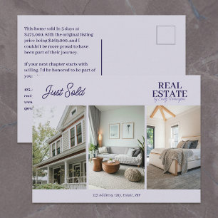 Modern Just Sold Lavender Real Estate Agent Postcard