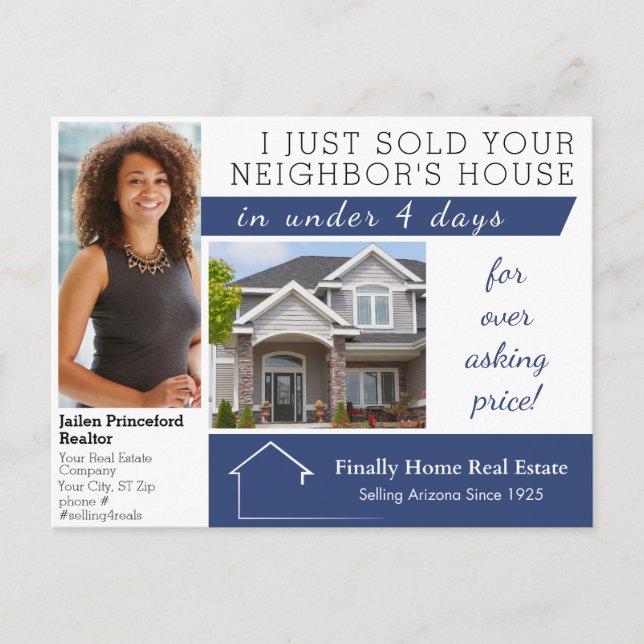 Modern Just Sold Real Estate Marketing Mailer Postcard (Front)