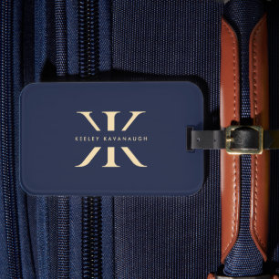 Modern K Logo Professional Monogram Dark Blue  Luggage Tag