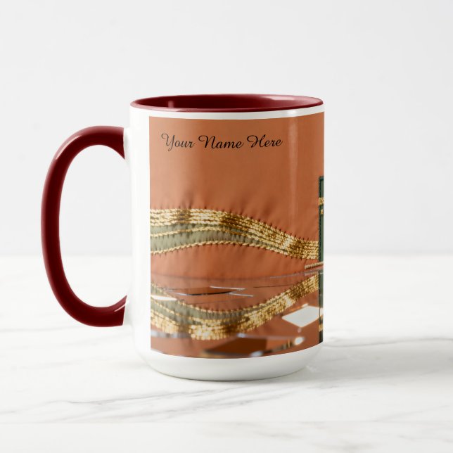 Modern Kaabah Motif | Minimalist Luxury Gold Mug (Left)