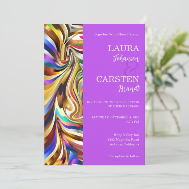 Modern Kaleidoscopic Wedding Invitation (Standing Front)