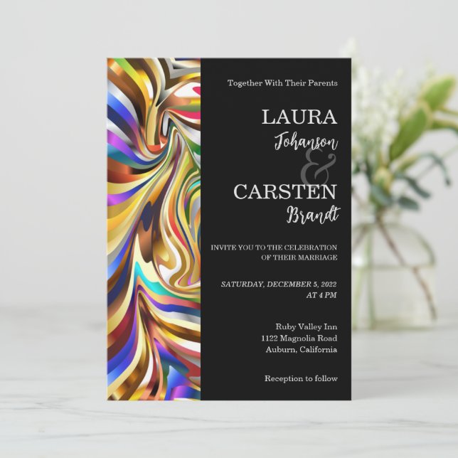 Modern Kaleidoscopic Wedding Invitation (Standing Front)