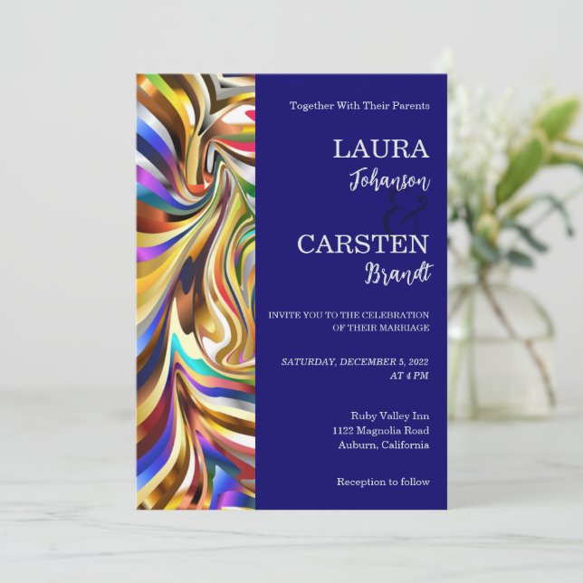 Modern Kaleidoscopic Wedding Invitation (Standing Front)