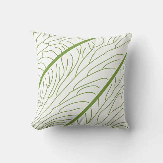 Modern Kalo Leaf White/Green Cushion (Front)