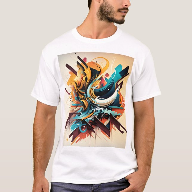 Modern Kandinsky Graffiti White T-Shirt (Front)
