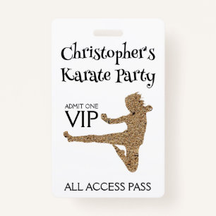 Modern Karate Party Kids Birthday VIP Pass Badge ID Badge