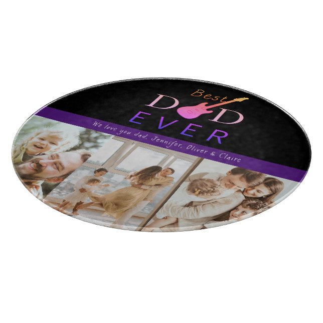 Modern Keepsake Best Dad Photo Collage Fathers Day Cutting Board (Corner)