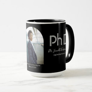 Modern Keepsake Black White Photo PhD Graduation Mug