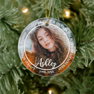 Modern Keepsake Custom Funeral Memorial Photo Ceramic Tree Decoration