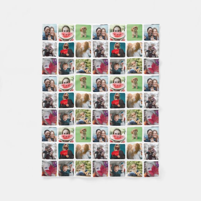 Modern Keepsake Photo Collage Pattern  Fleece Blanket (Front)