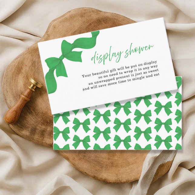 Modern Kelly Green Coquette Bow Display Shower Enclosure Card (Creator Uploaded)