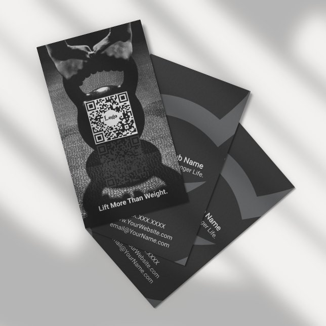 Modern Kettlebell Fitness QR Code Business Card (Turn every lift into a lasting connection.)