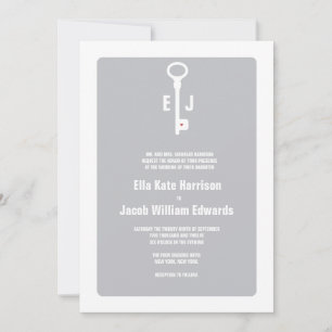 Modern Key Monogram Wedding Invitation