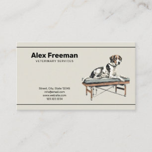 Modern Khaki and Black Dog Illustration Veterinary Business Card
