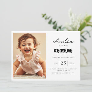 Modern Kids Birthday Party Photo Invitations
