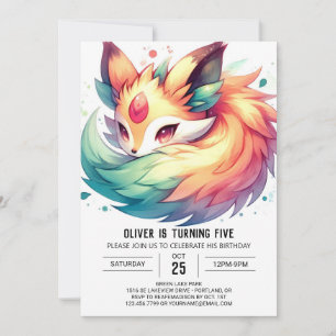 Modern Kids Fox Birthday Invitation