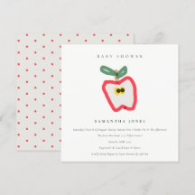 Modern Kids Hand Drawn Apple Fruit Baby Shower