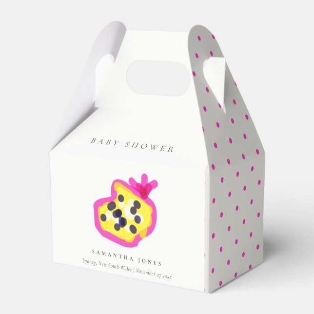 Modern Kids Hand Drawn Passion Fruit Baby Shower Favour Box (Front Side)