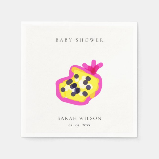 Modern Kids Hand Drawn Passion Fruit Baby Shower Napkin (Front)