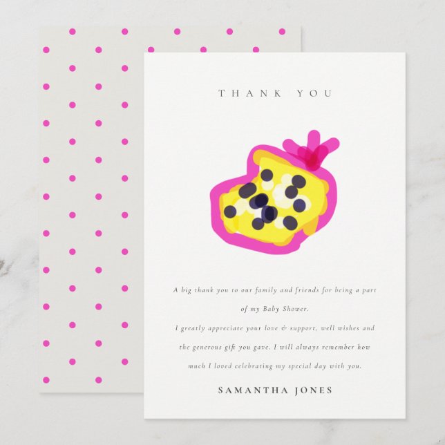 Modern Kids Hand Drawn Passion Fruit Baby Shower Thank You Card (Front/Back)