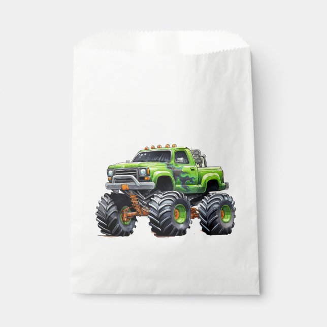  Modern Kids Monster Truck Birthday Party Favour Bags (Front)